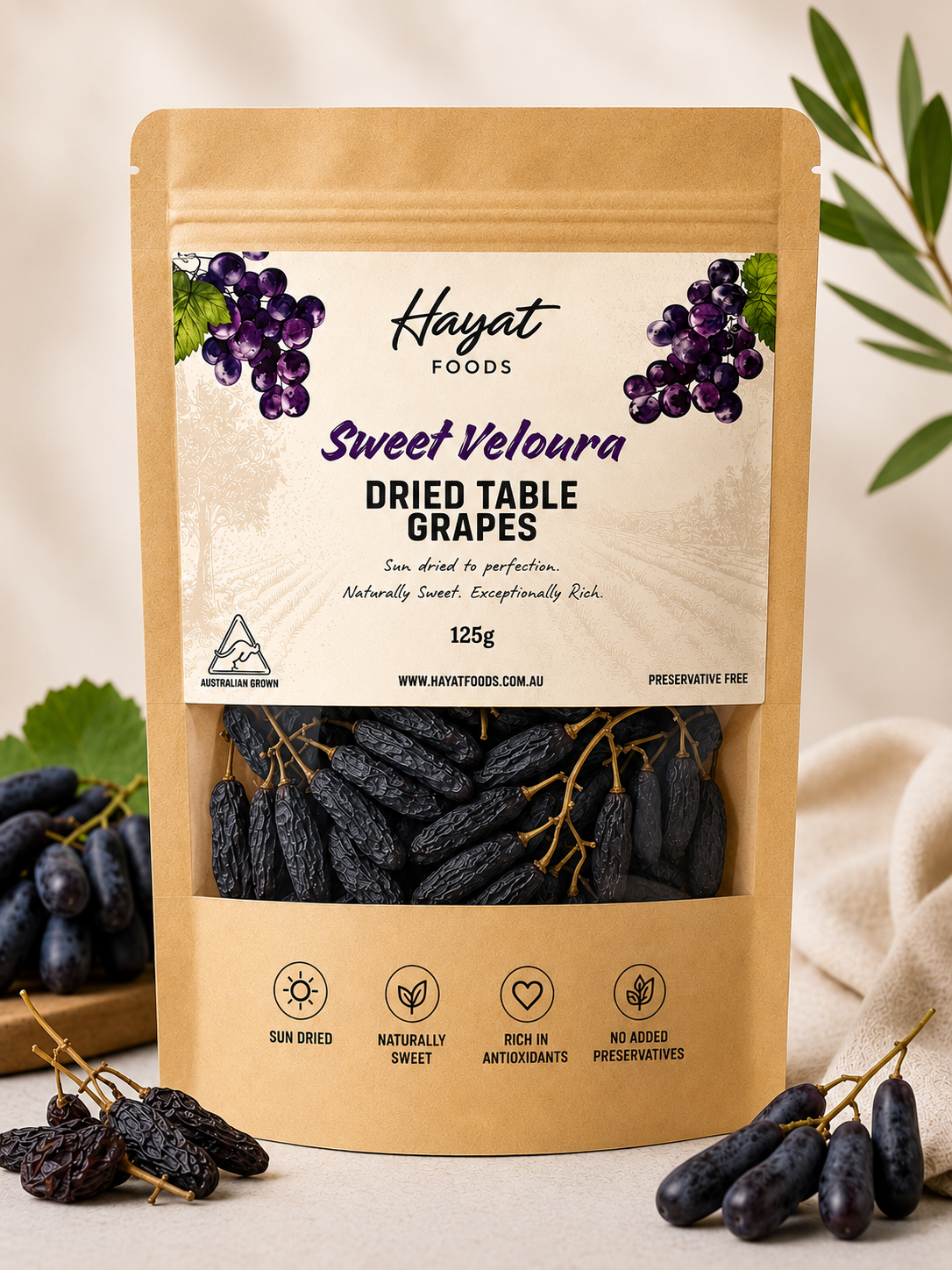 Hayat Sweet Veloura™ Dried Table Grapes (125g)